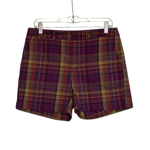 A new day purple yellow plaid high waist shorts size 8 - Picture 1 of 9
